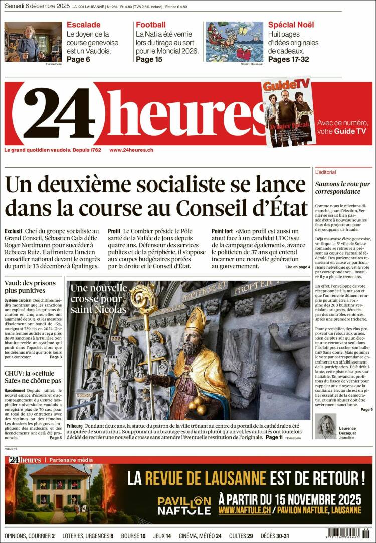 Portada de 24 Heures (Suiza)