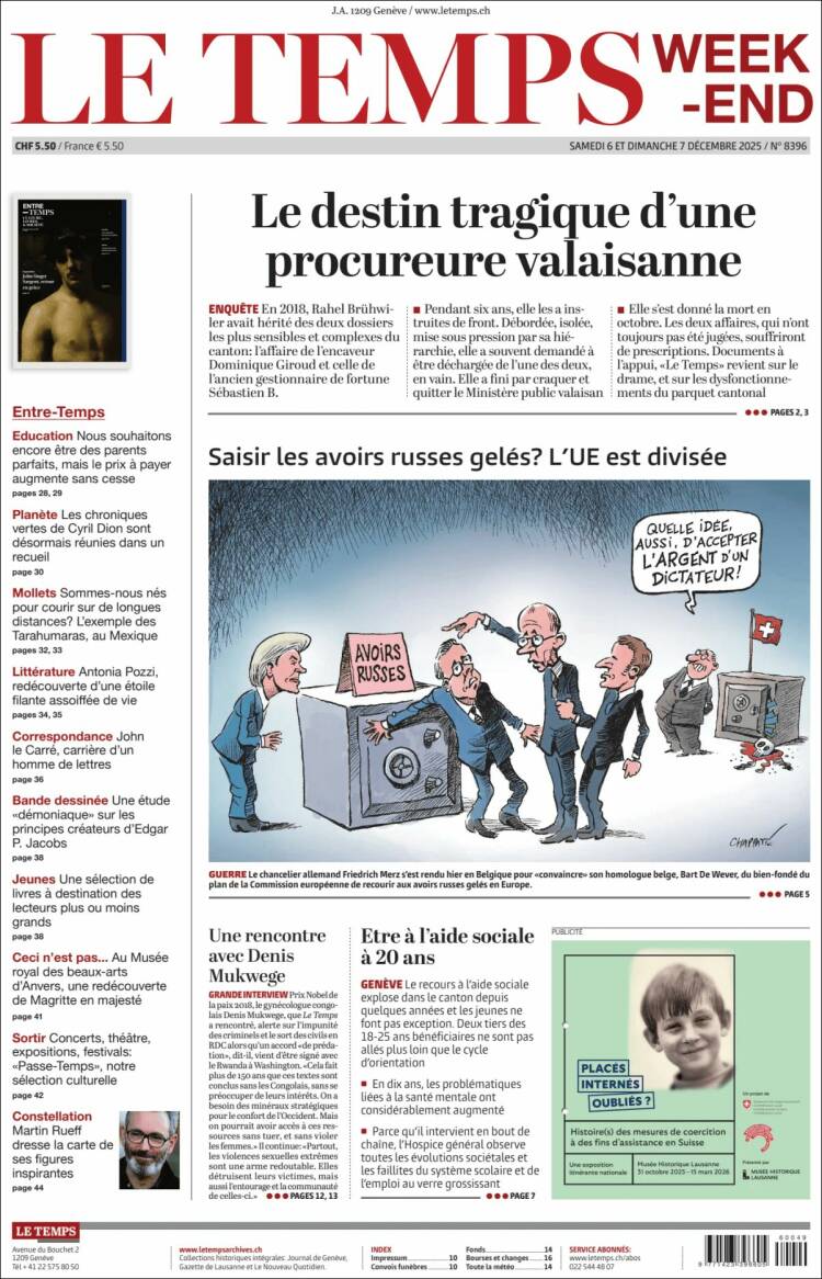 Portada de Le Matin (Suiza)