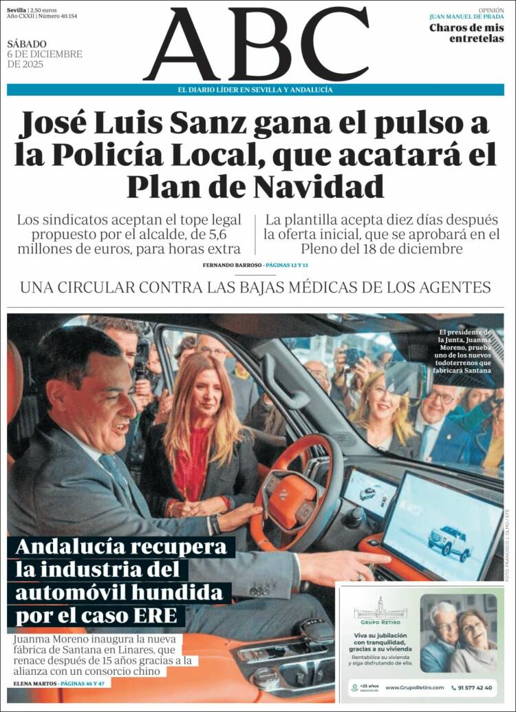 Portada de ABC - Sevilla (Espa&ntilde;a)