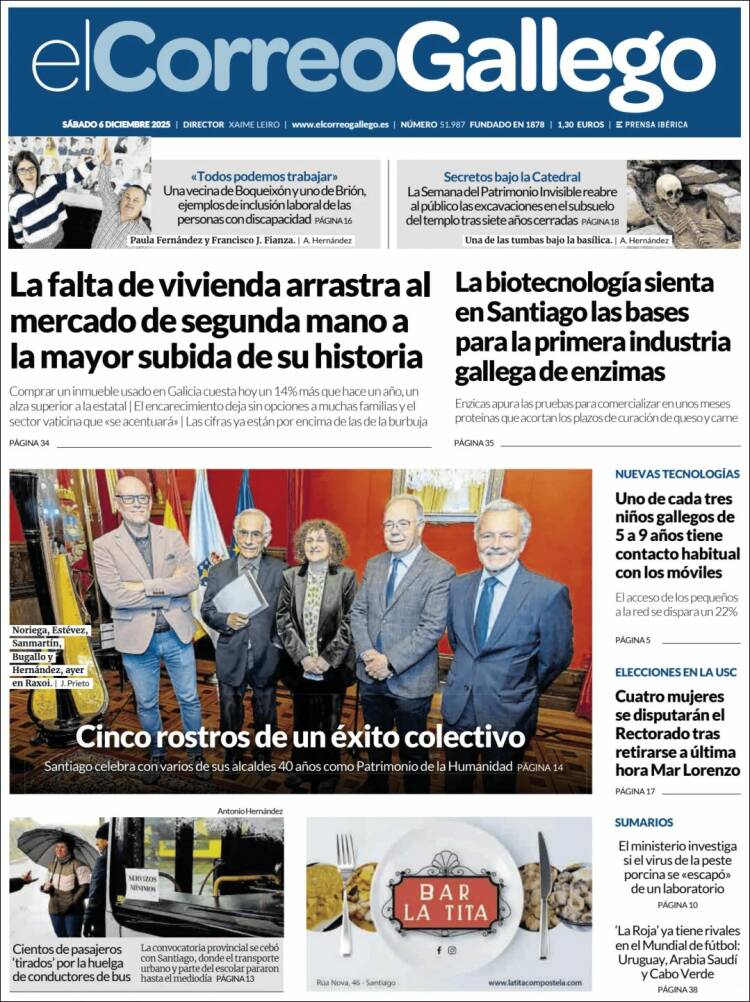 Portada de El Correo Gallego (Espa&ntilde;a)