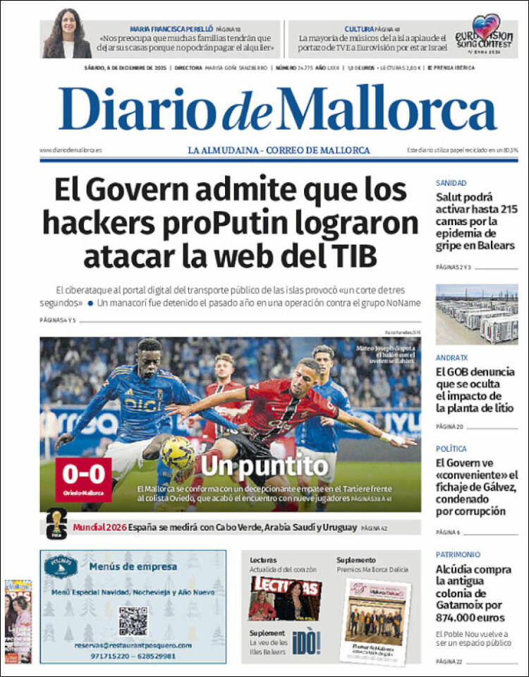 Portada de Diario de Mallorca (Espa&ntilde;a)