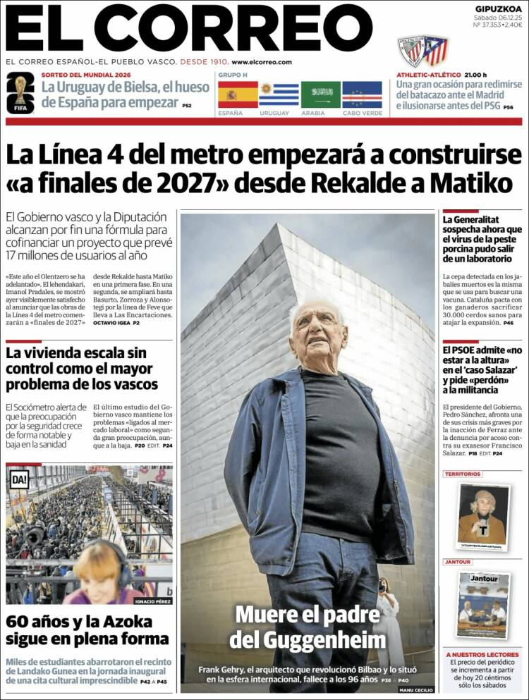 Portada de El Correo - Guipuzcoa (Espa&ntilde;a)