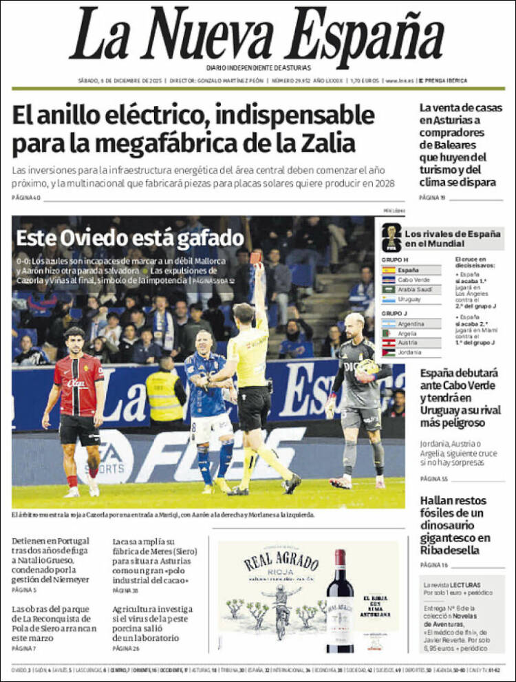 Portada de La Nueva España (Espa&ntilde;a)