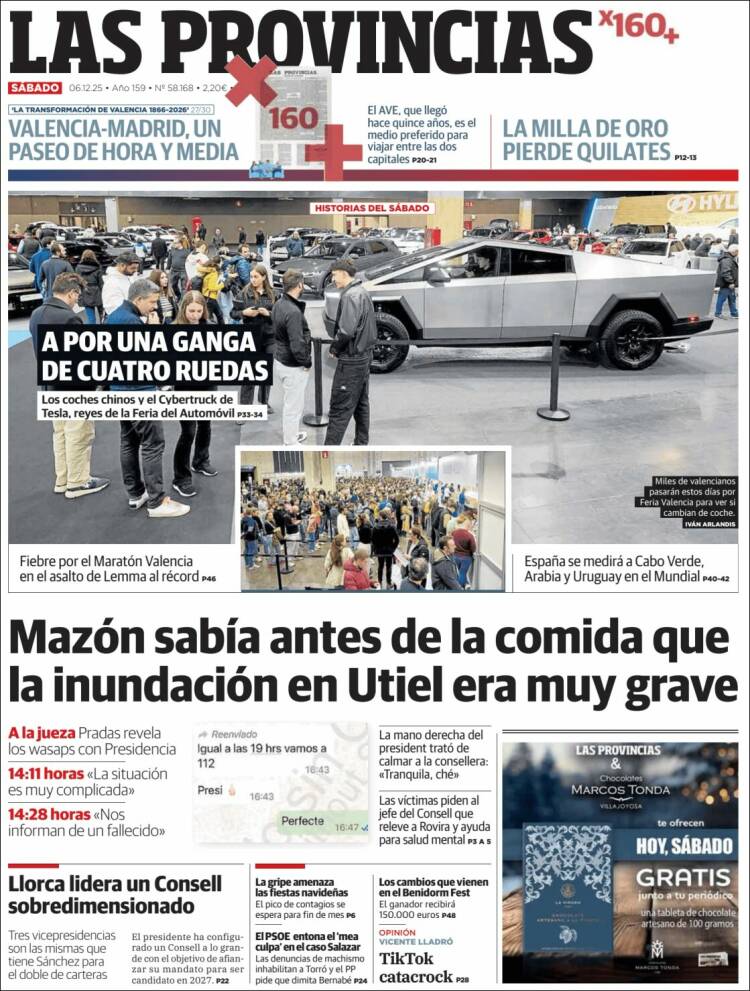 Portada de Las Provincias (Espa&ntilde;a)