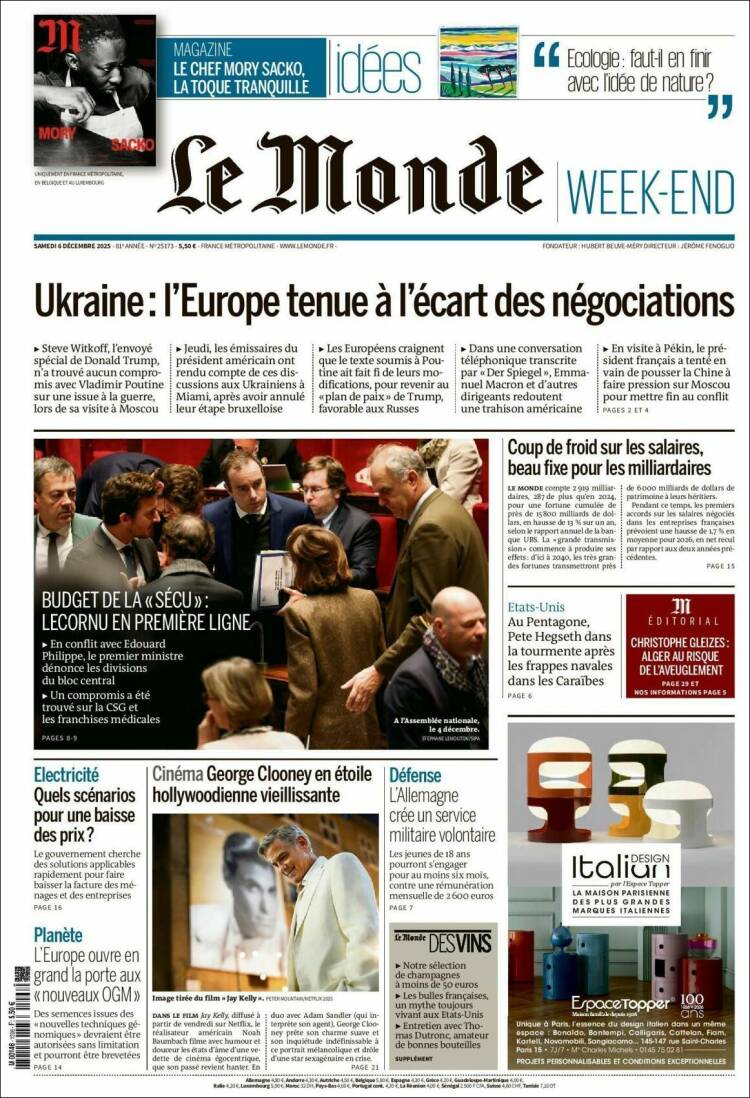 Portada de Le Monde (Francia)