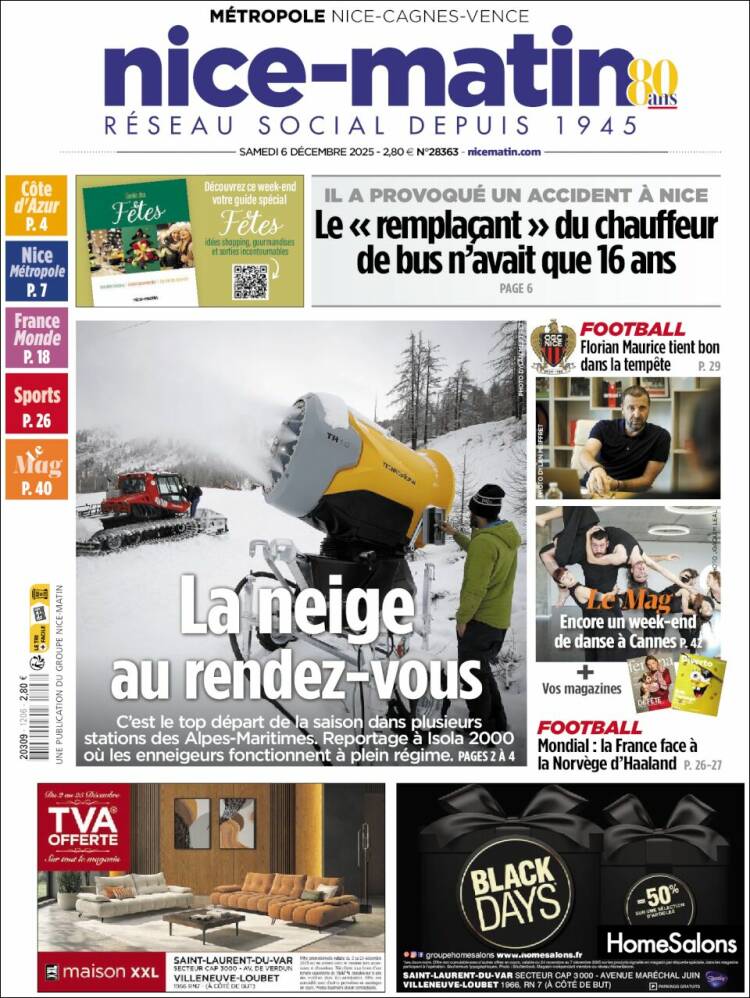 Portada de Nice-Matin (Francia)