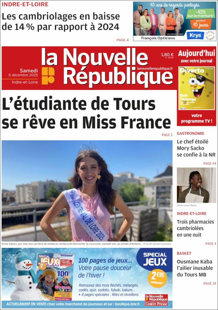 Portada de La Nouvelle Republique (Francia)