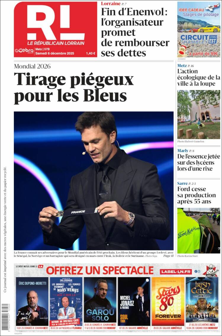 Portada de Le Republicain Lorrain (Francia)