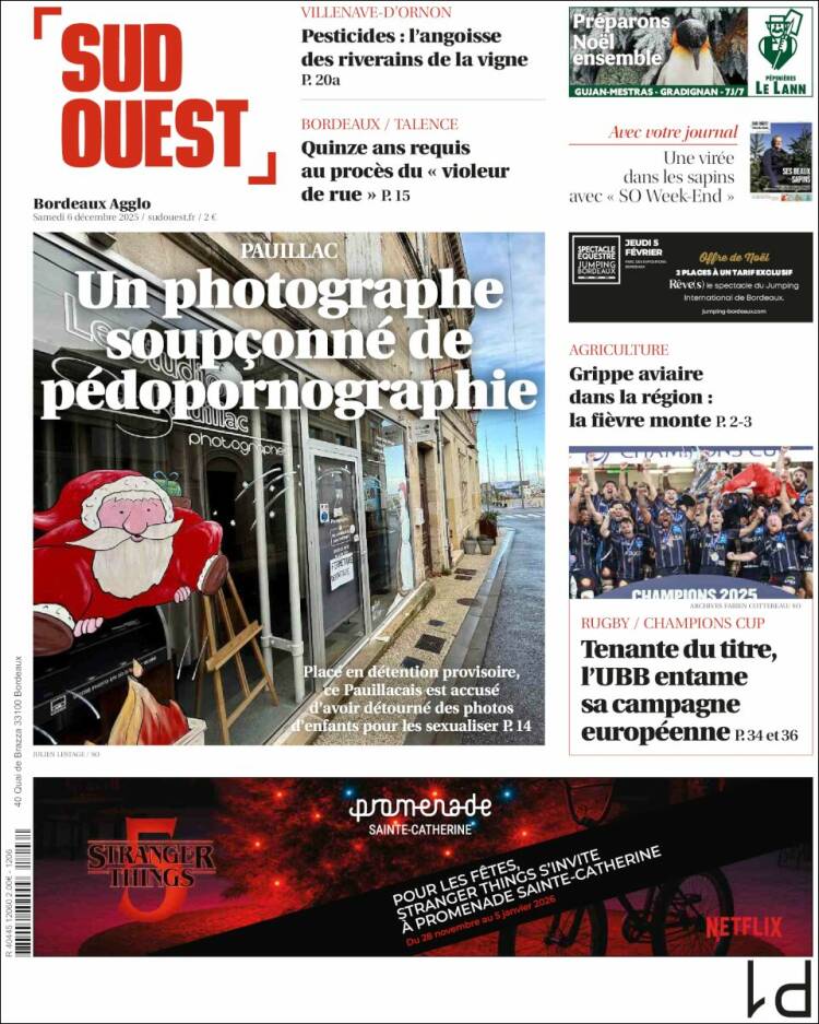 Portada de Sud Ouest (Francia)
