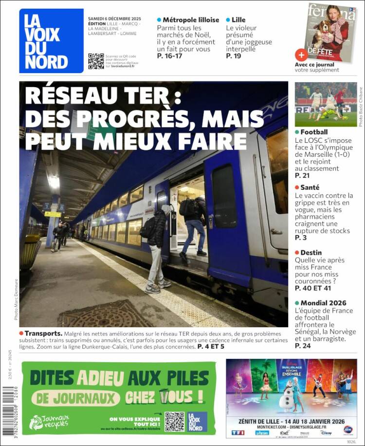 Portada de La Voix du Nord (Francia)