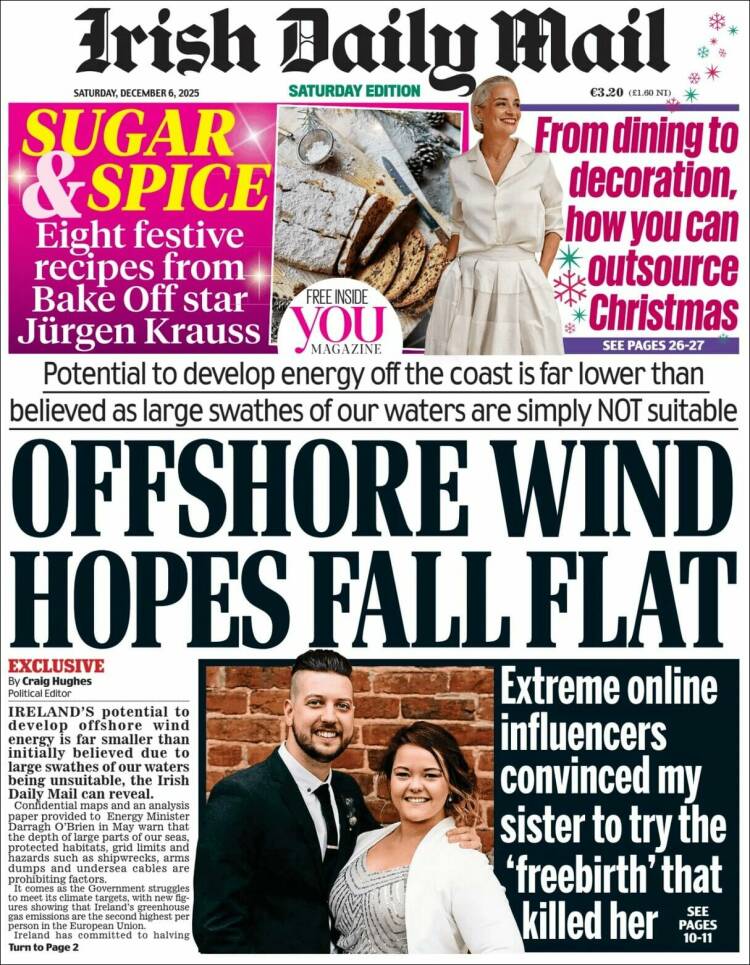 Portada de Irish Daily Mail (Irlanda)