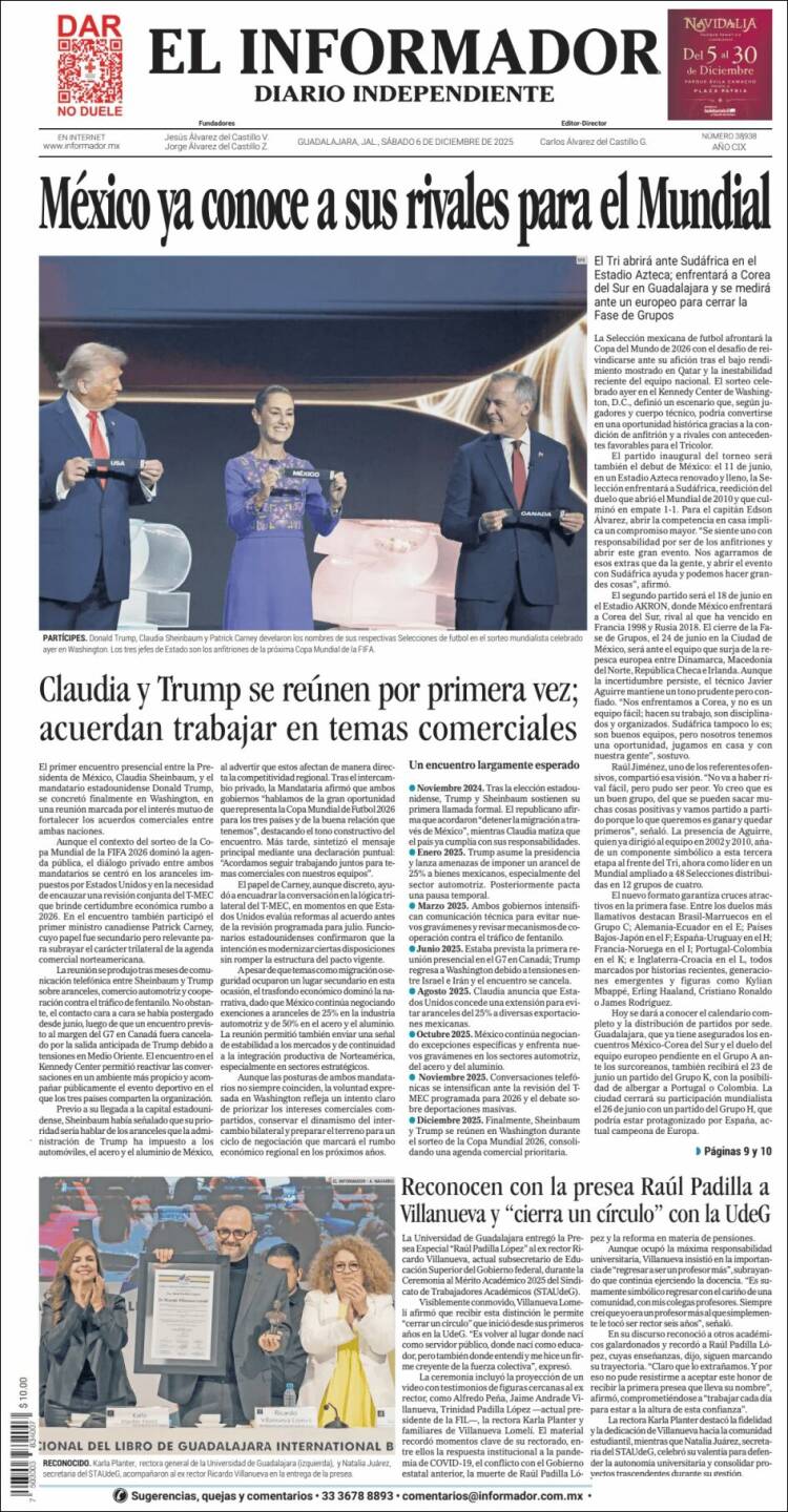 Portada de El Informador (M&eacute;xico)