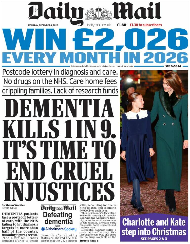 Portada de Daily Mail (Reino Unido)