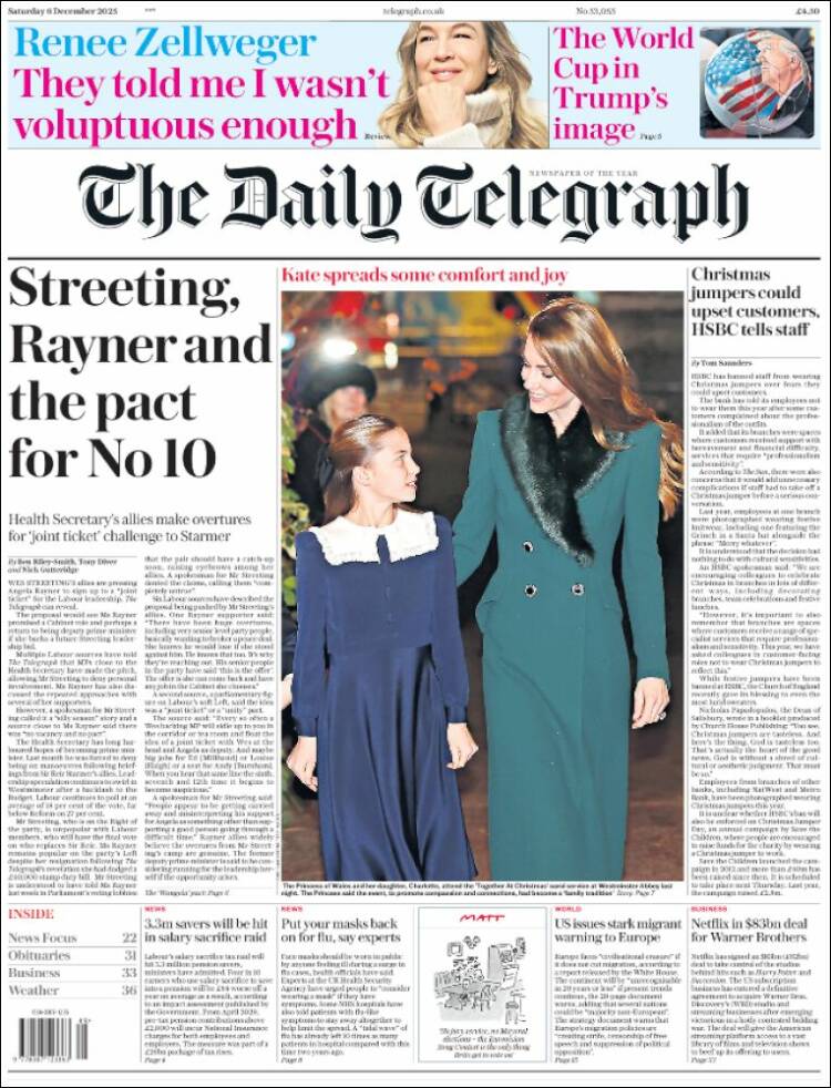 Portada de Daily Telegraph (Reino Unido)