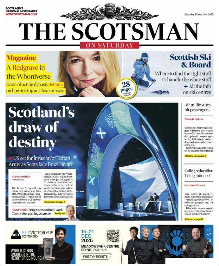 Portada de The Scotsman (Reino Unido)