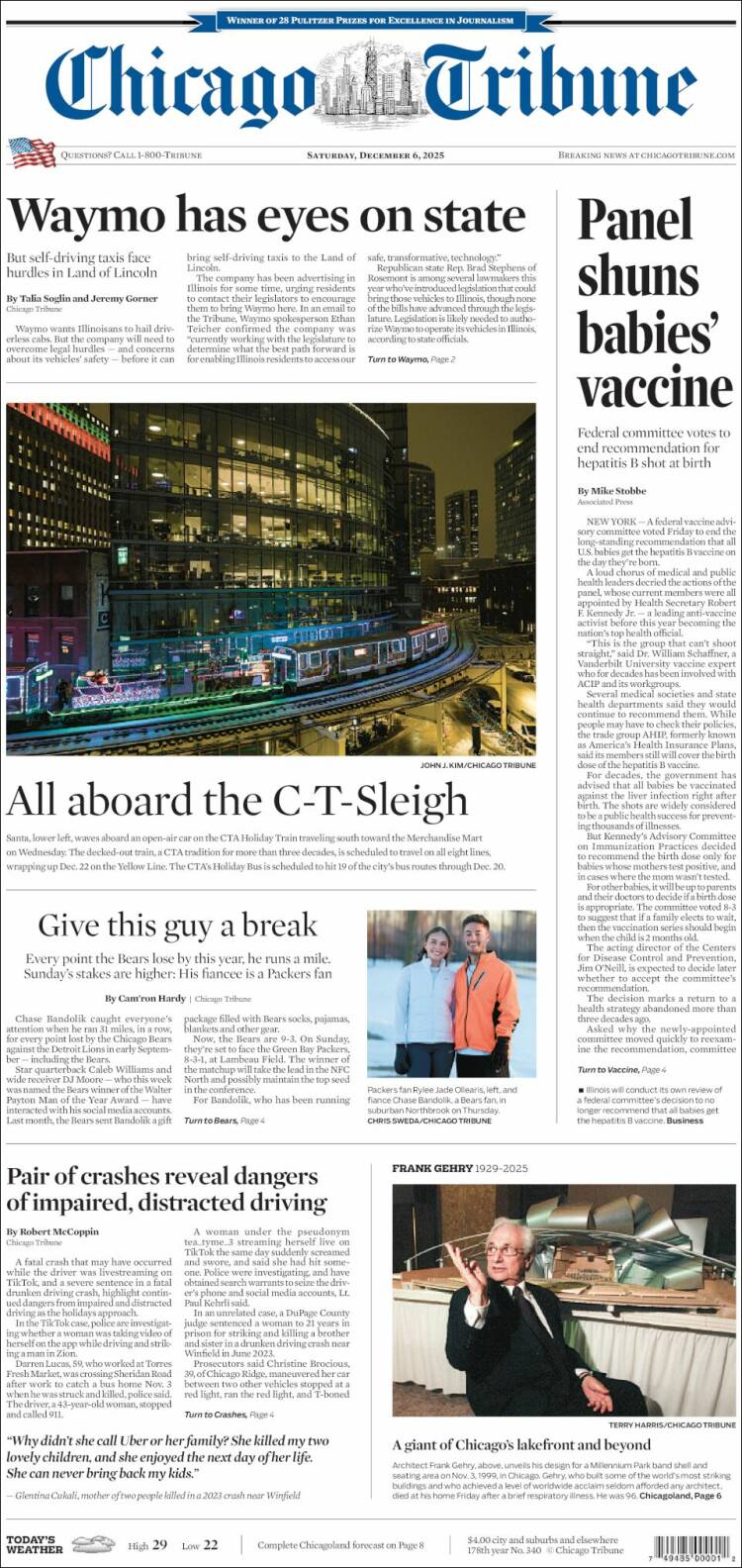 Portada de Chicago Tribune (USA)