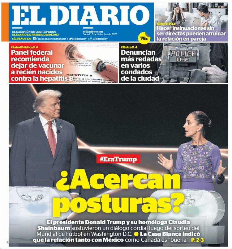 Portada de El Diario NY (USA)