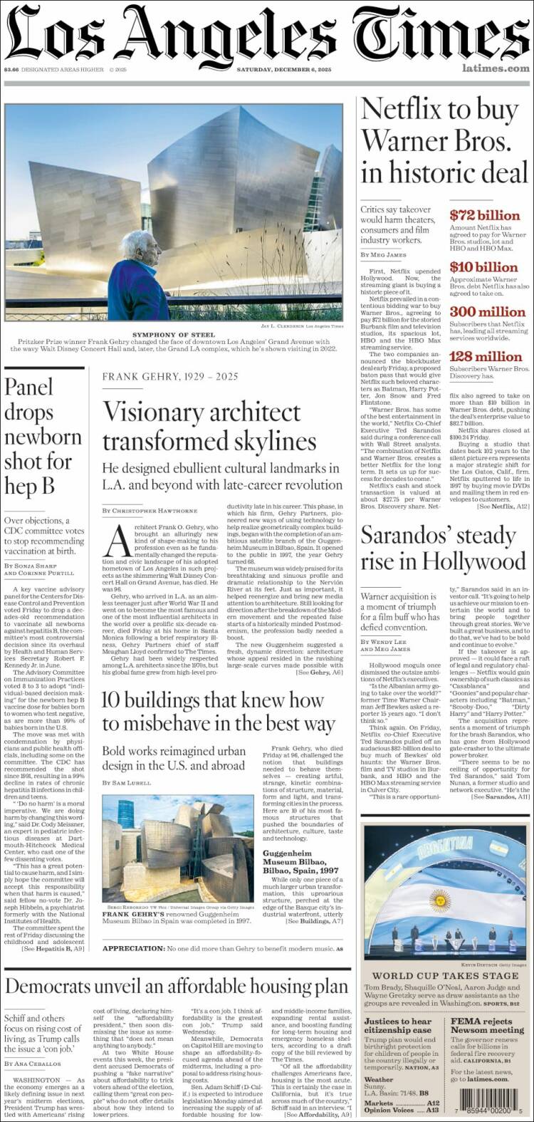 Portada de Los Angeles Times (USA)