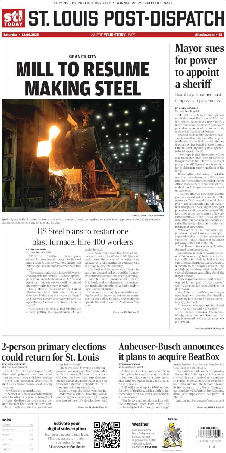 Portada de St. Louis Post-Dispatch (USA)