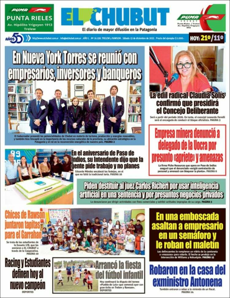 Portada de El Chubut (Argentina)