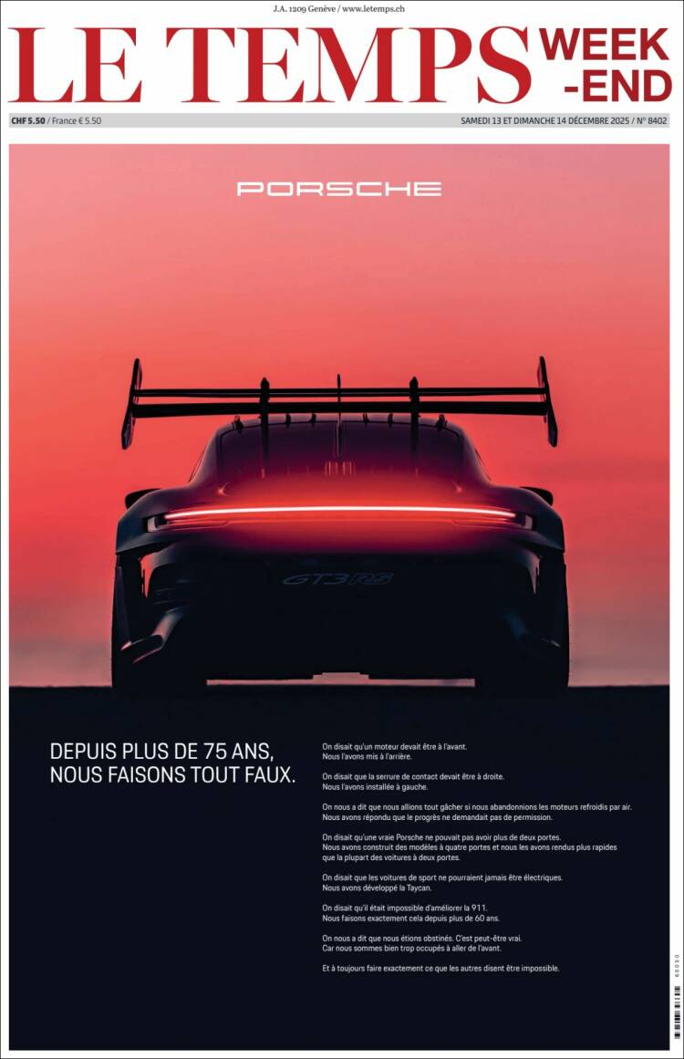 Portada de Le Matin (Suiza)