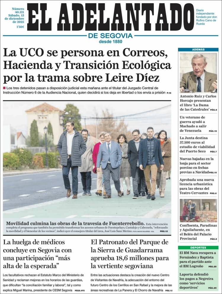 Portada de El Adelantado de Segovia (Espa&ntilde;a)