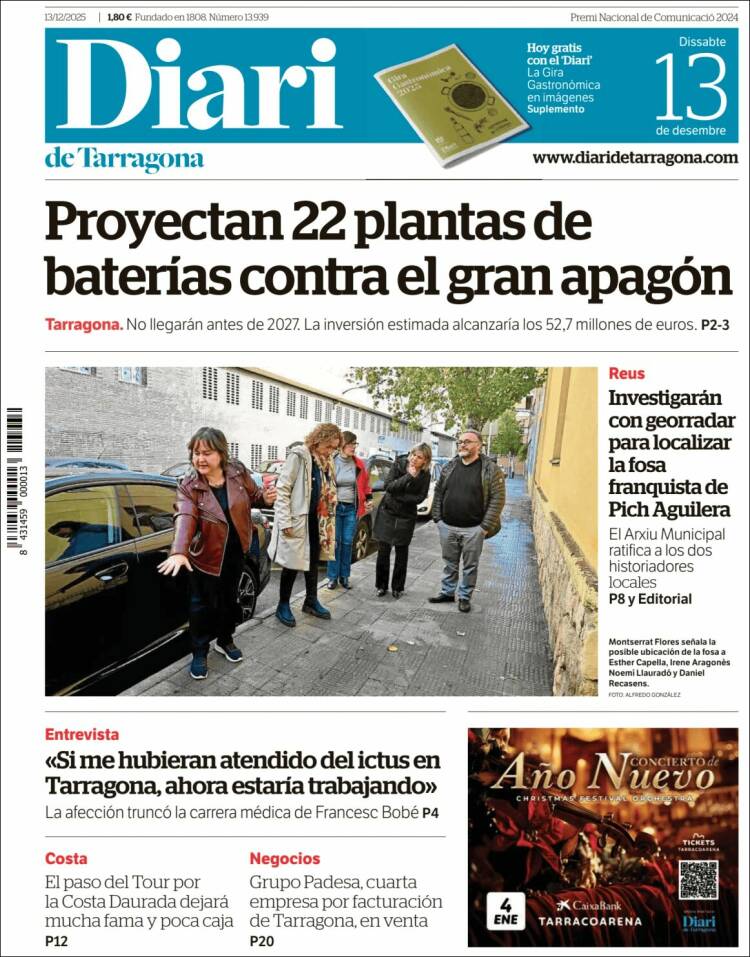 Portada de Diari de Tarragona (Espa&ntilde;a)