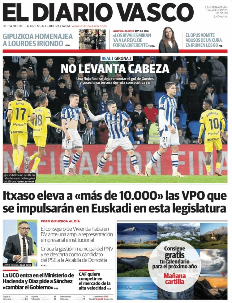 Portada de Diario Vasco (Espa&ntilde;a)