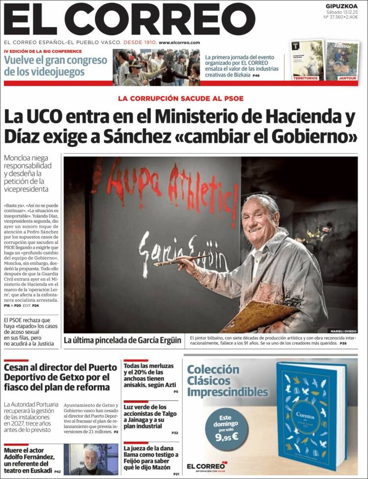 Portada de El Correo - Guipuzcoa (Espa&ntilde;a)