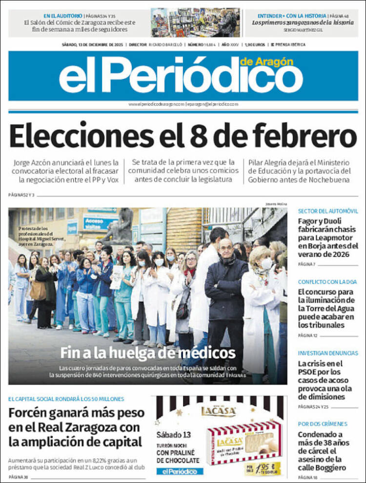 Portada de El Periódico de Aragón (Espa&ntilde;a)