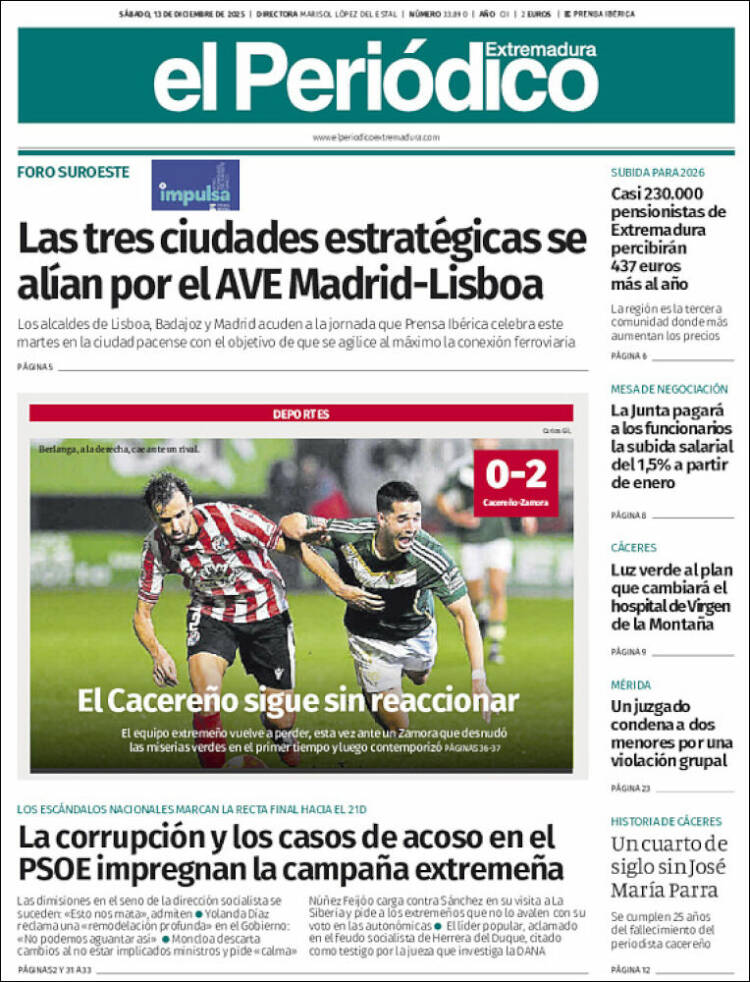 Portada de El Periódico de Extremadura (Espa&ntilde;a)