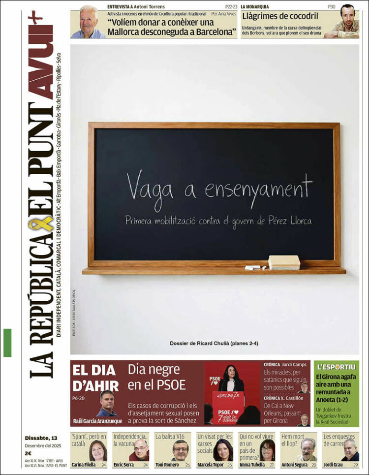 Portada de El Punt Avui - Girona (Espa&ntilde;a)