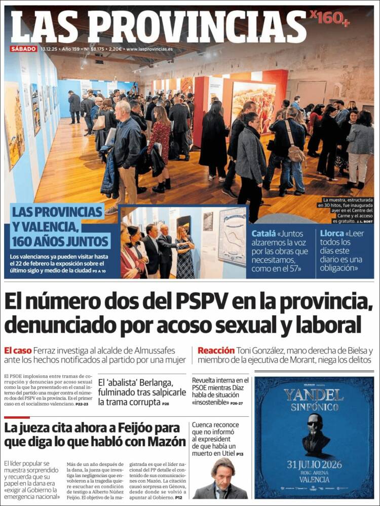 Portada de Las Provincias (Espa&ntilde;a)