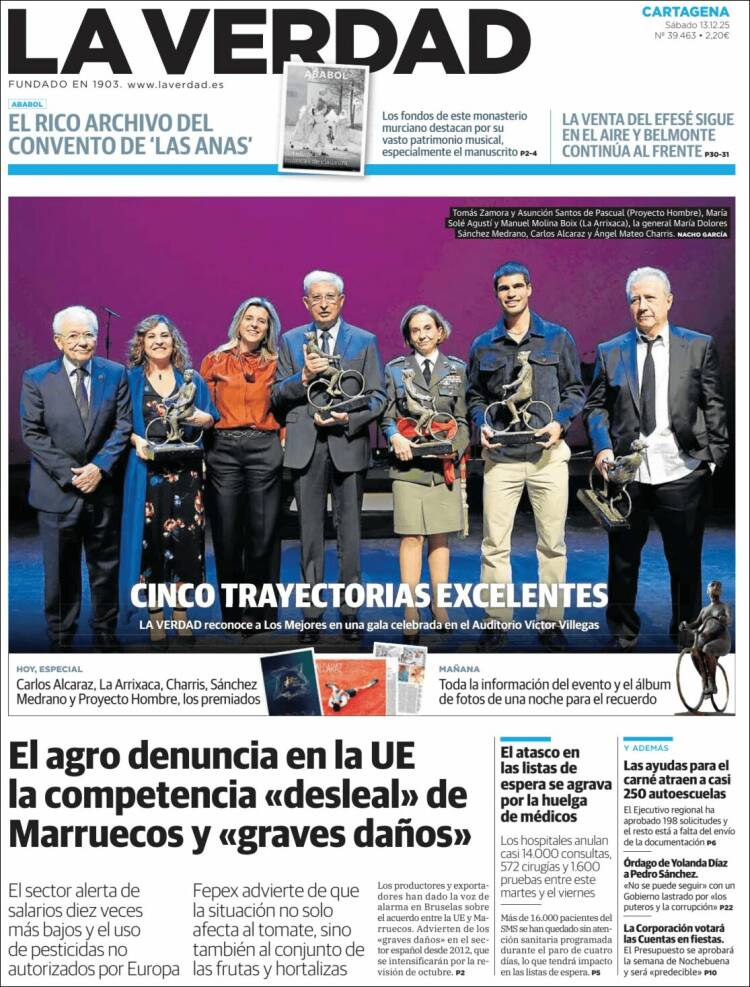 Portada de La Verdad de Cartagena (Espa&ntilde;a)