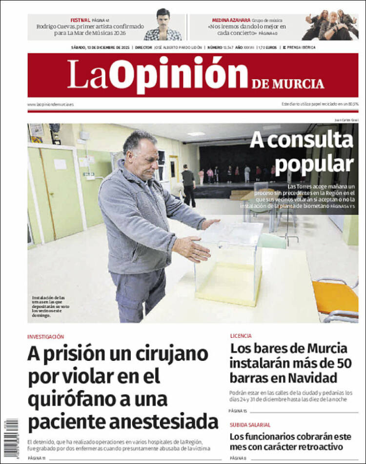 Portada de La Opinión de Murcia (Espa&ntilde;a)