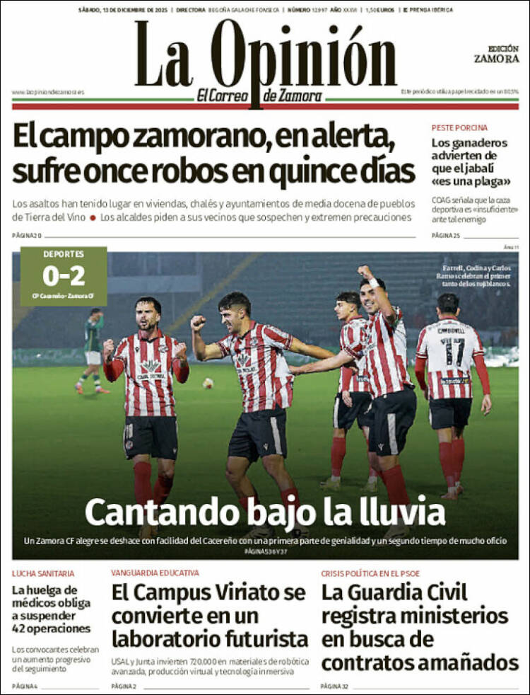 Portada de La Opinión - El Correo de Zamora (Espa&ntilde;a)
