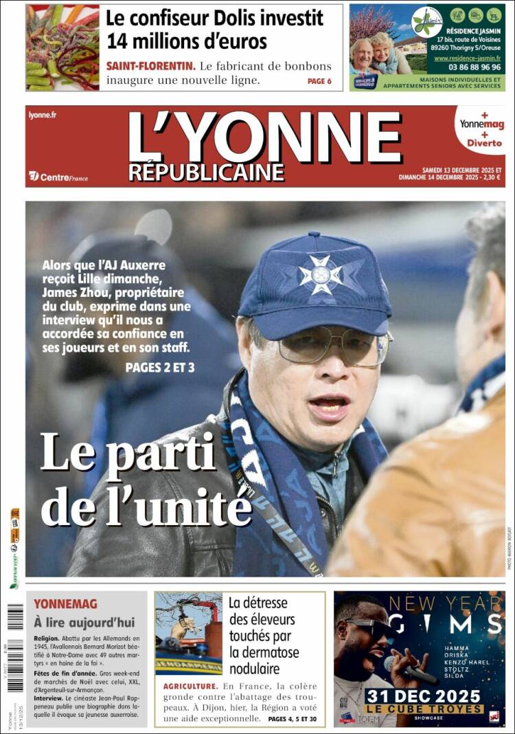 Portada de L'Yonne-Républicaine (Francia)