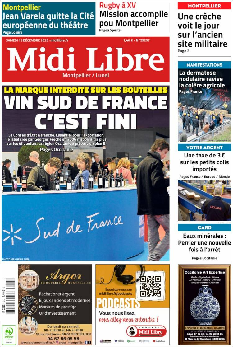 Portada de Midi Libre (Francia)
