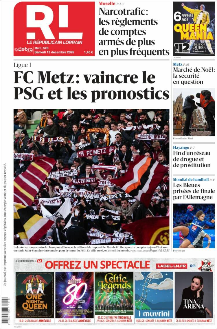 Portada de Le Republicain Lorrain (Francia)