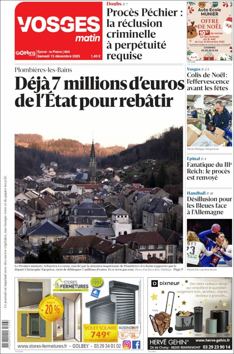 Portada de Vosges Matin (Francia)