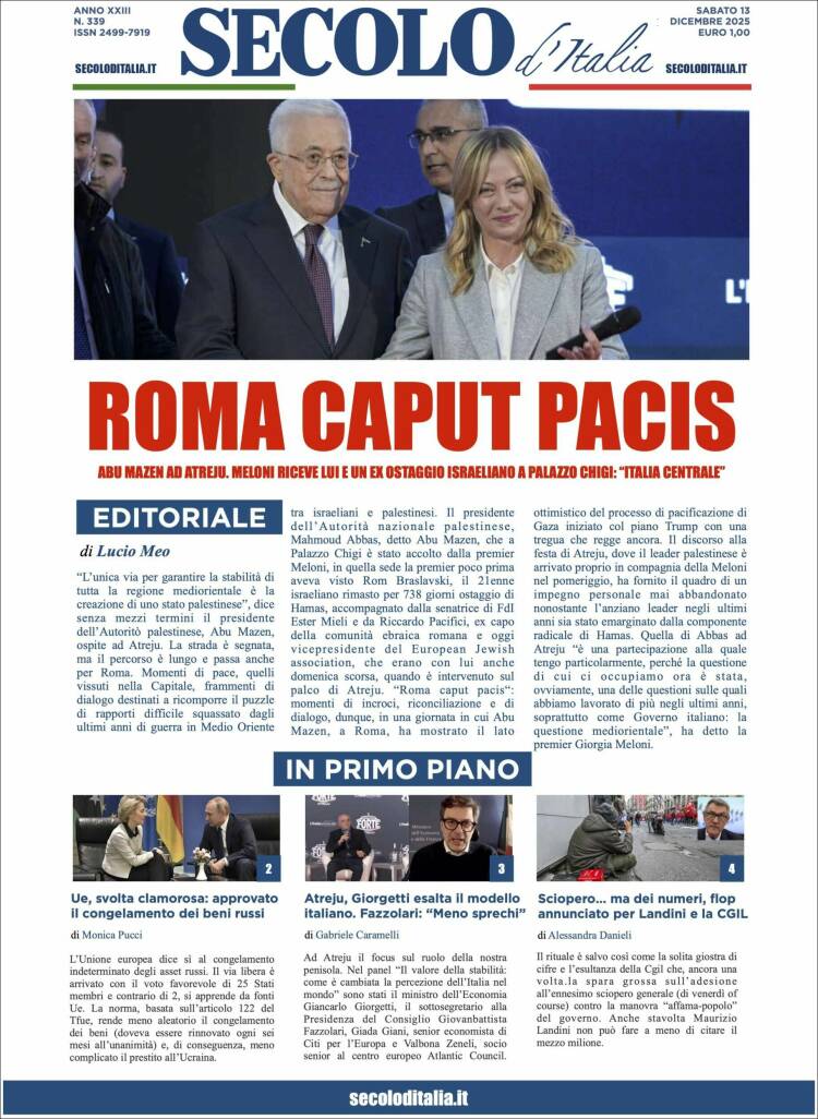 Portada de Secolo d'Italia (Italia)