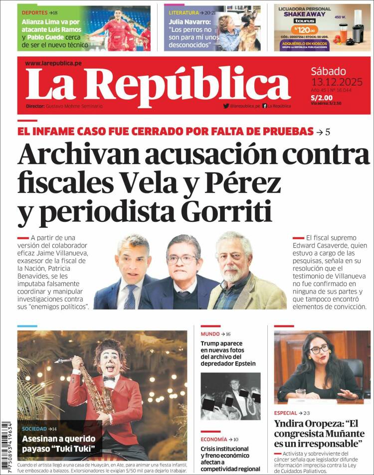 Portada de La Republica (Per&uacute;)