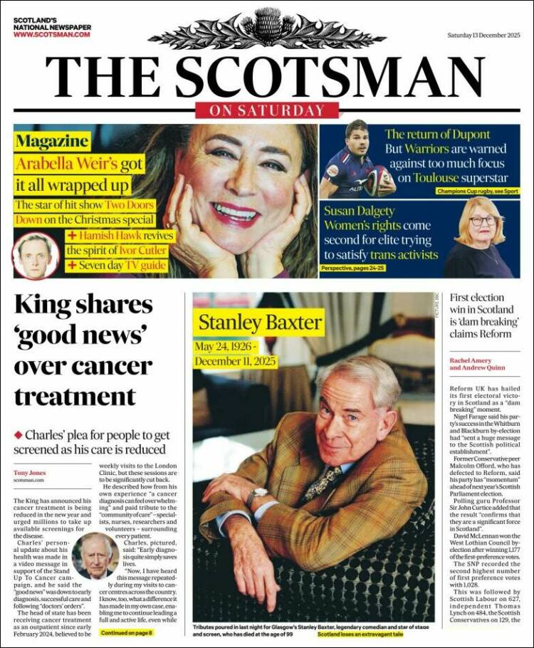 Portada de The Scotsman (Reino Unido)