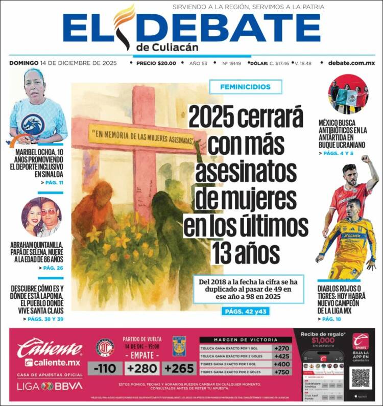 Portada de El Debate de Culiacán (M&eacute;xico)