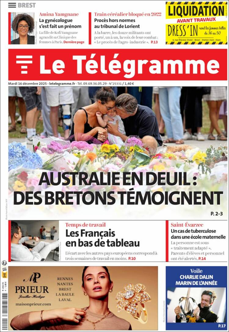 Portada de Télégramme (Francia)