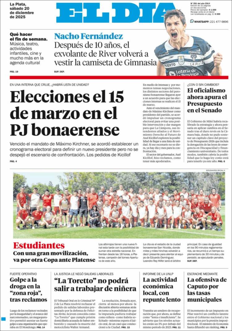 Portada de El Día de la Plata (Argentina)