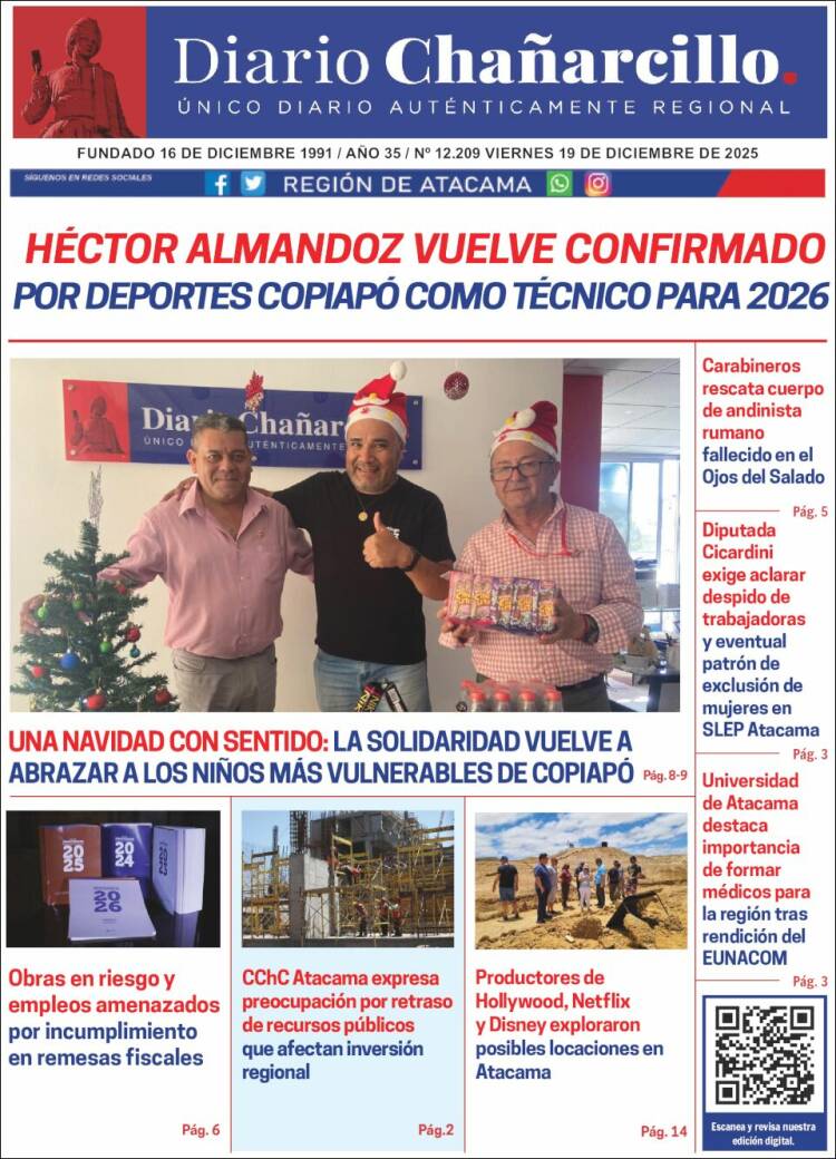 Portada de Diario Chañarcillo (Chile)