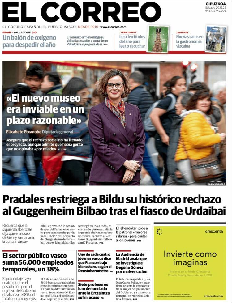 Portada de El Correo - Guipuzcoa (Espa&ntilde;a)