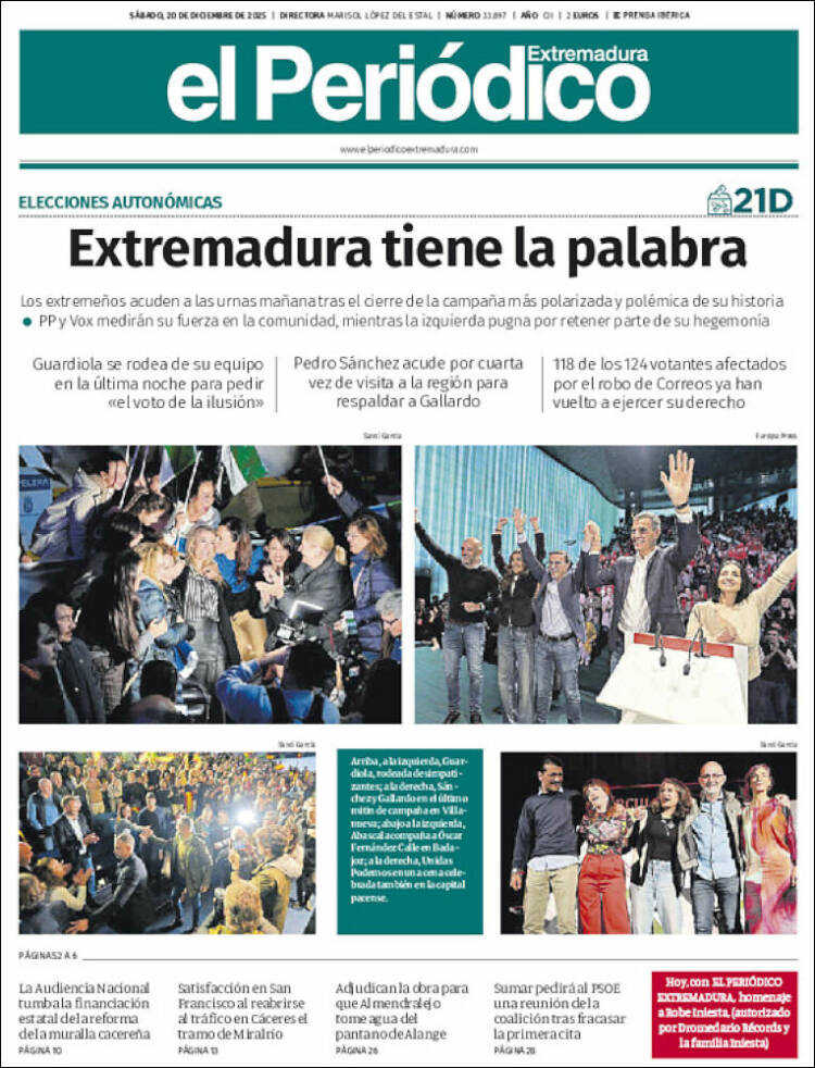 Portada de El Periódico de Extremadura (Espa&ntilde;a)
