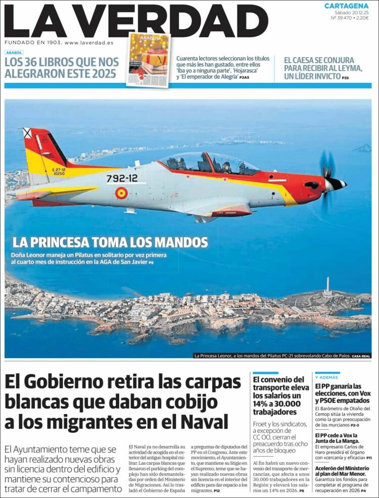 Portada de La Verdad de Cartagena (Espa&ntilde;a)